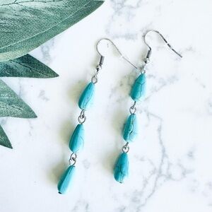 2/$30🌵 Faux Turquoise Stone Bead Dangle Drop Earrings NEW Bohemian Southwestern